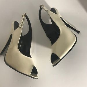 Elegant Cream Peep-Toe Heels